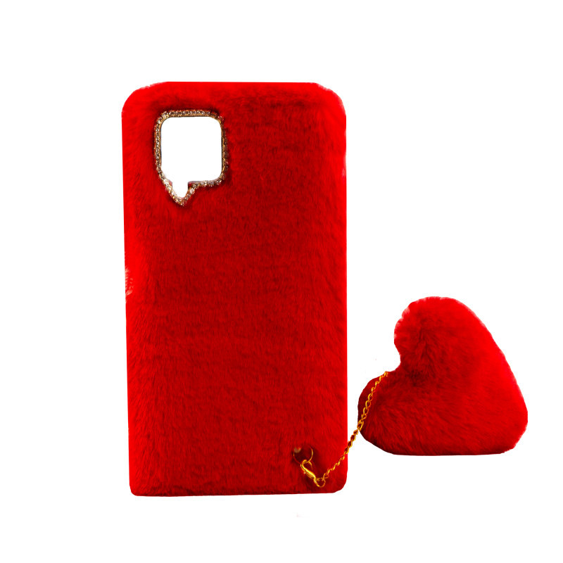 قاب پشمالو طرح قلب گوشی سامسونگ Galaxy A22 4G به همراه آویز